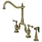 Kingston Brass KS7753ALBS Bridge Kitchen Faucet with Brass Sprayer, Antique Brass KS7753ALBS - alternate 1